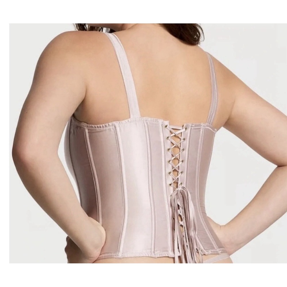 Victoria's Secret The Classic Corset Dusty Rose Medium 100% Silk One Piece NWT - Picture 2 of 9